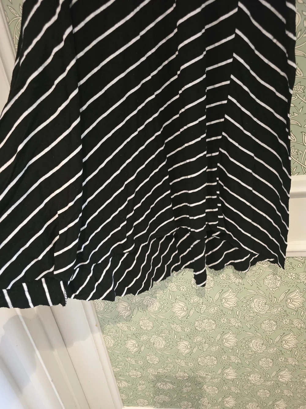 Striped Black & White Maternity Handkerchief Hem Skirt
